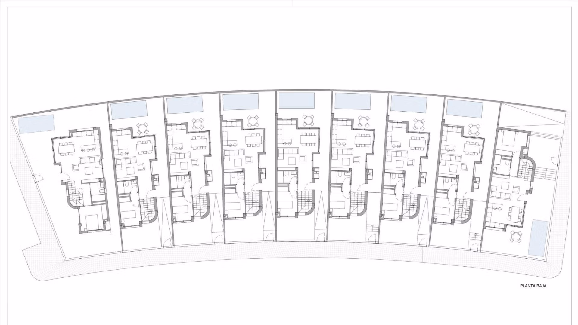 New-Build-Detached-Villas-for-Sale-in-Aguilas-Murcia-Just-500-m-from-the-Beach-4 Site plan of modern villas with private pools in Los Jardines, Águilas
