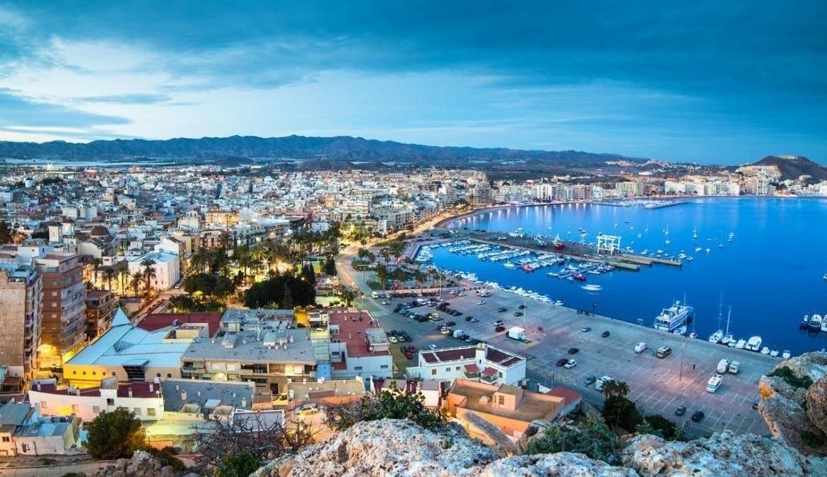Evening view over Águilas marina and waterfront