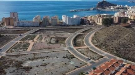 Aerial view of Los Jardines neighbourhood near the coast in Águilas