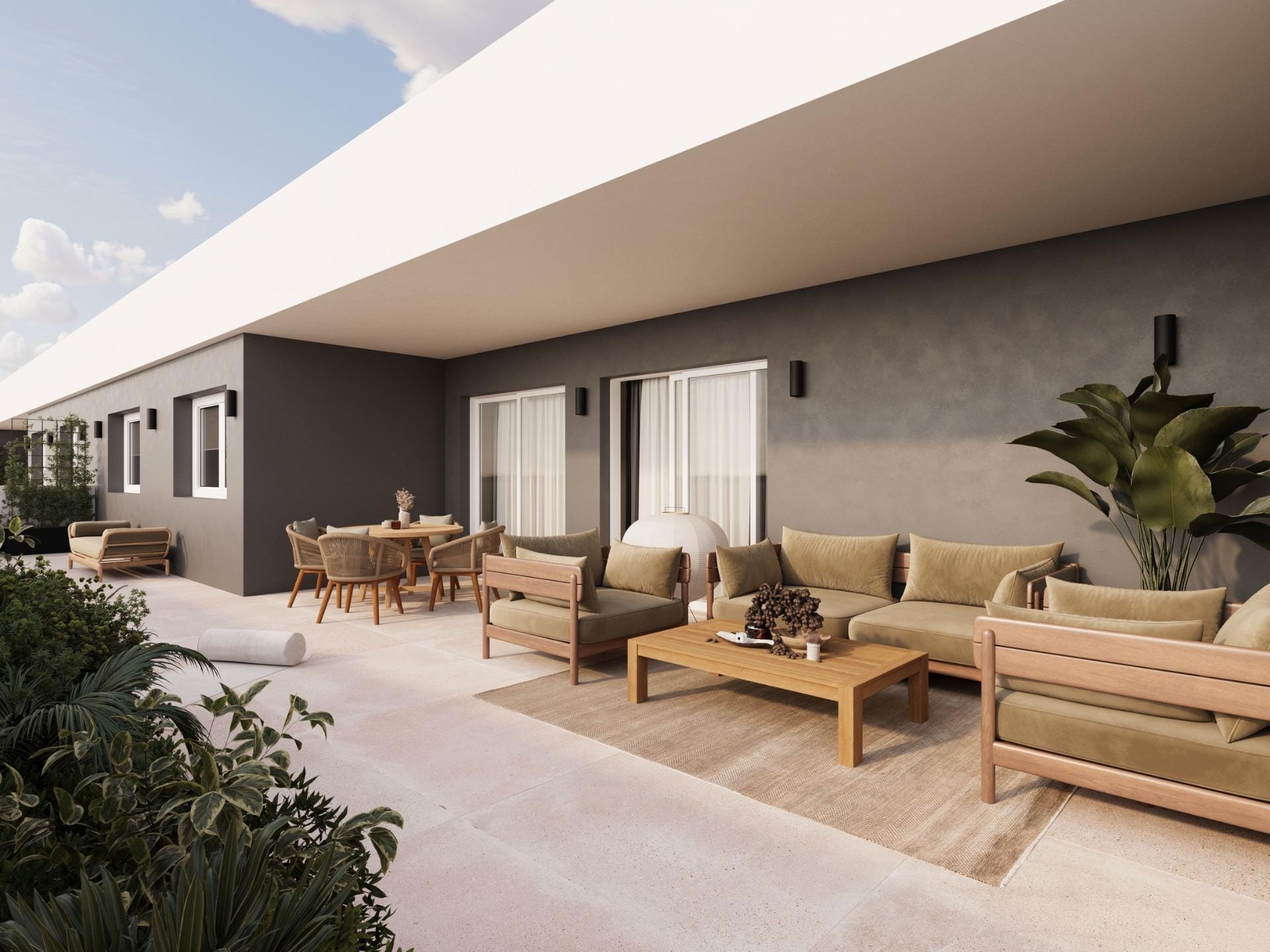 Just 300 Meters from the Beach CGI of a large apartment terrace in Águilas, Murcia