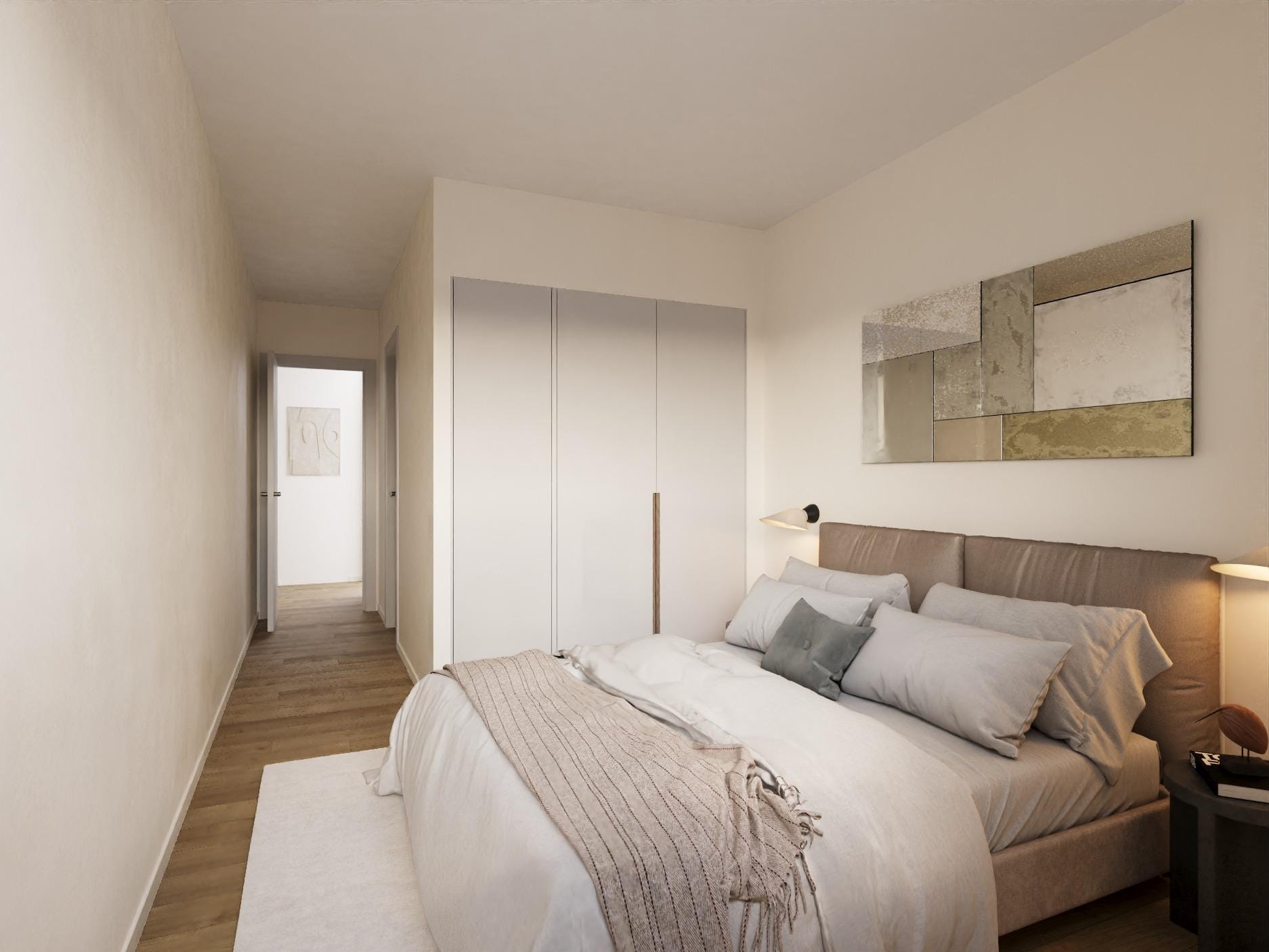 New-Build-Development-in-Aguilas-Murcia-Just-300-Meters-from-the-Beach-4 CGI of a double bedroom in a new build apartment in Águilas, Murcia