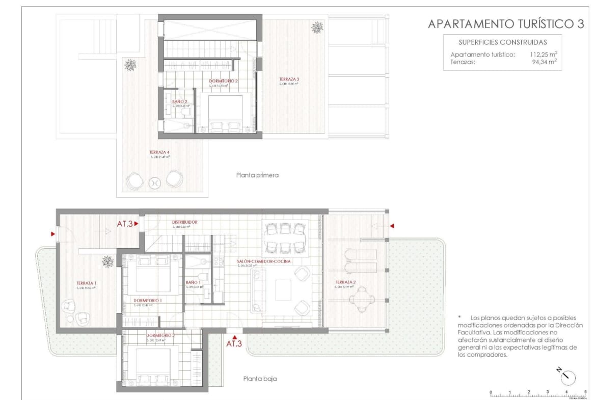 Floor plan of the 3 bedroom semi-detached house at La Manga Club, Murcia