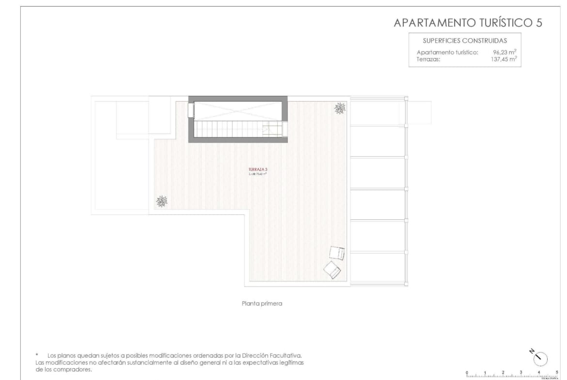 Solarium plan for the single-storey semi-detached house at La Manga Club, Murcia