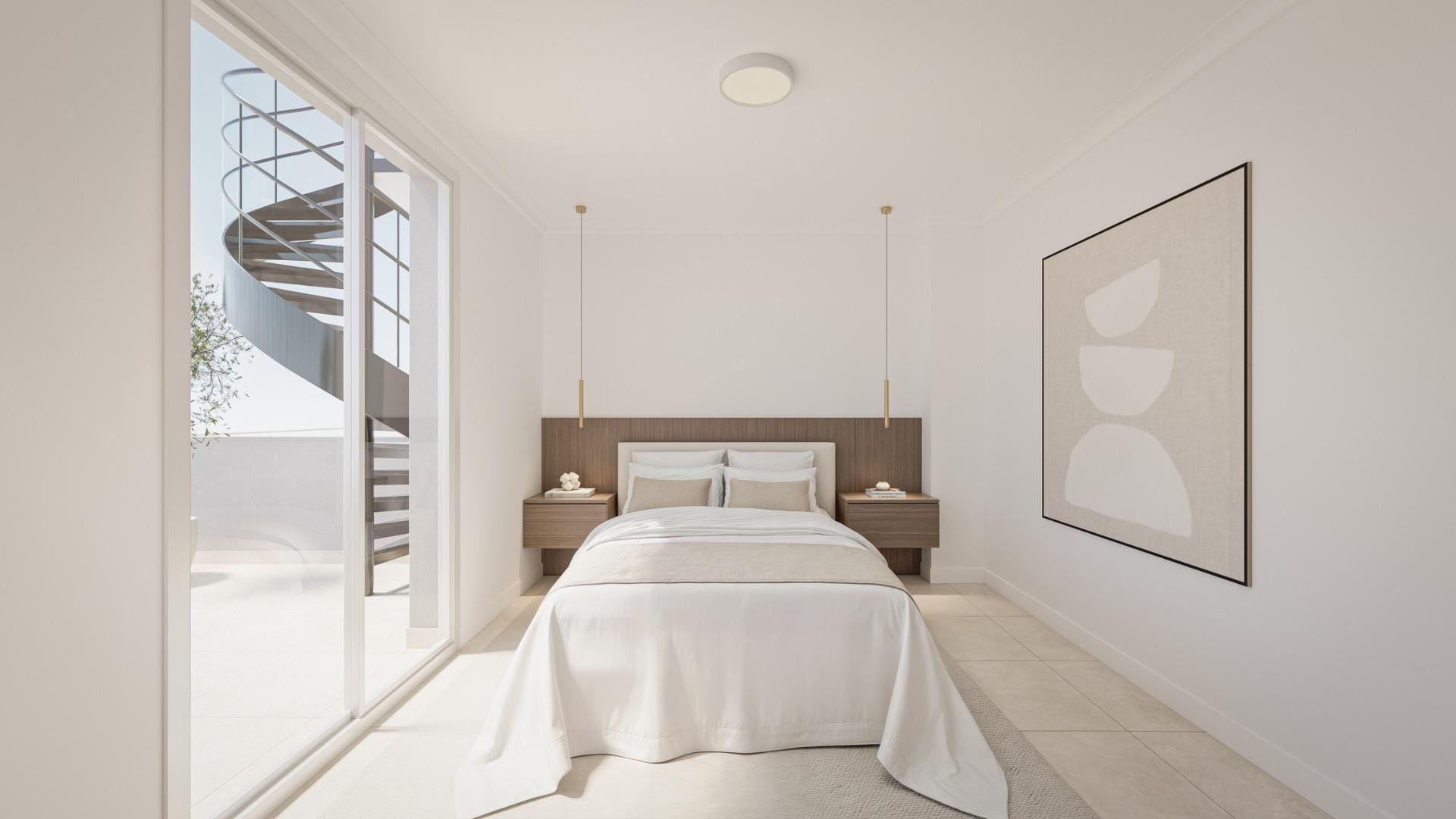 A bedroom with sliding doors to a terrace in Torrevieja, Alicante