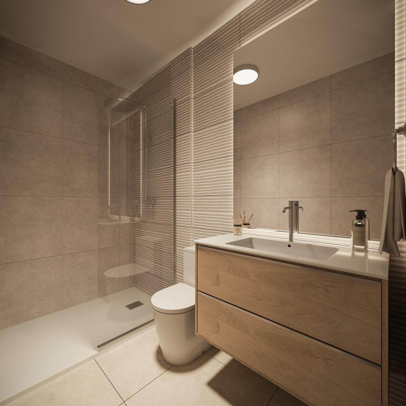 A bathroom with shower, vanity and toilet in Torrevieja, Alicante
