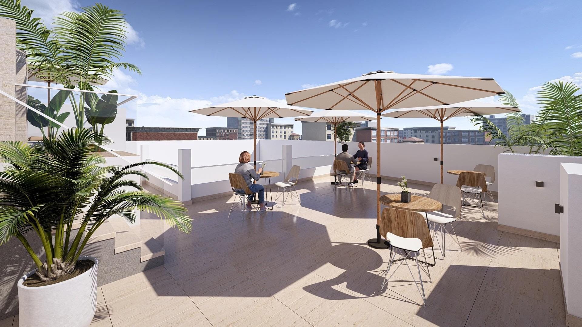 Rooftop solarium seating area in Torrevieja, Alicante