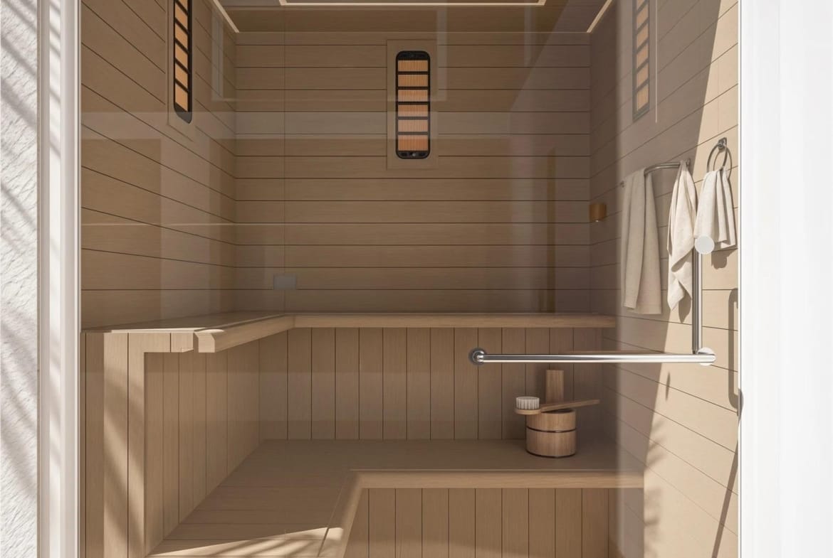 Dry sauna interior in Torrevieja, Alicante