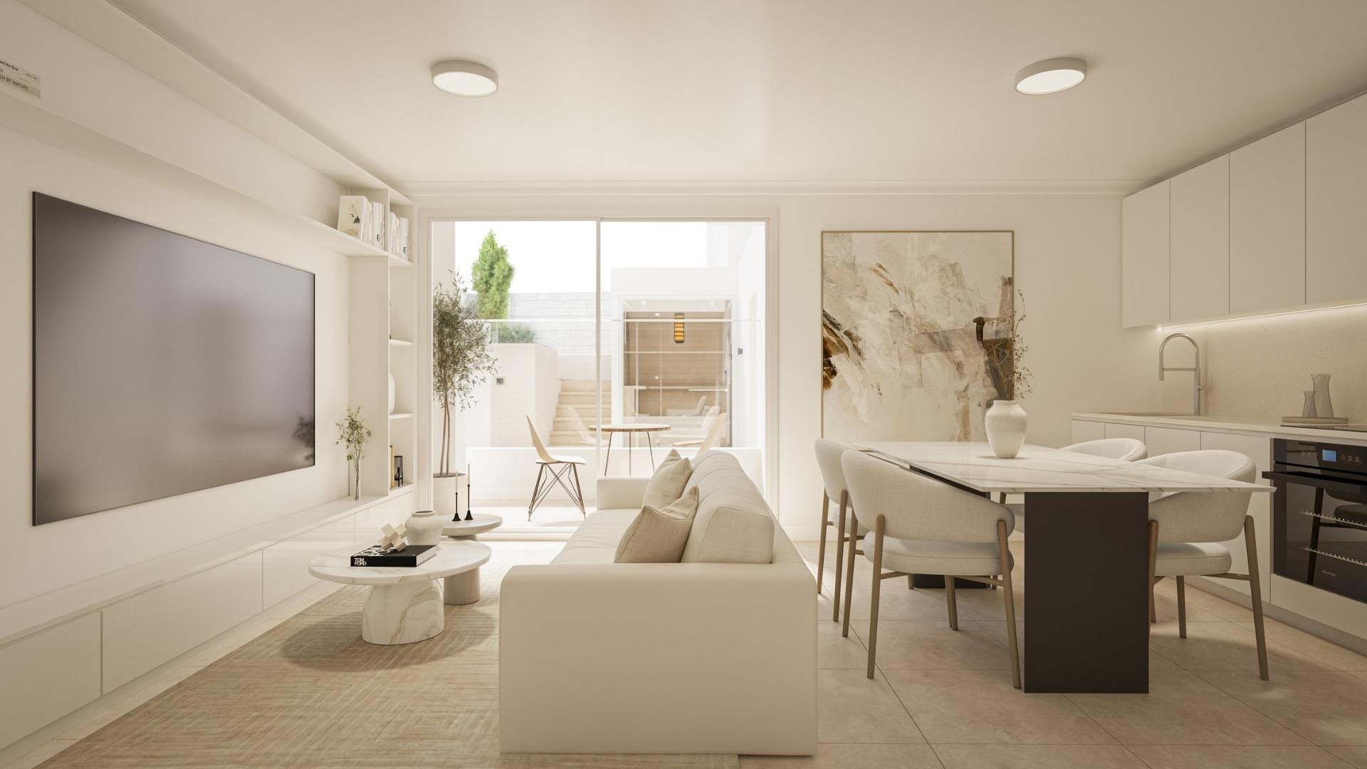 New-Build-Studios-and-Apartments-in-Central-Torrevieja-Near-the-Beach-8 Open-plan studio living area and kitchen in Torrevieja, Alicante