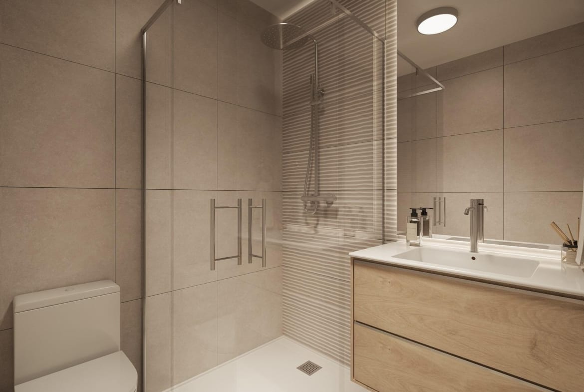 Modern bathroom with walk-in shower in Torrevieja, Alicante