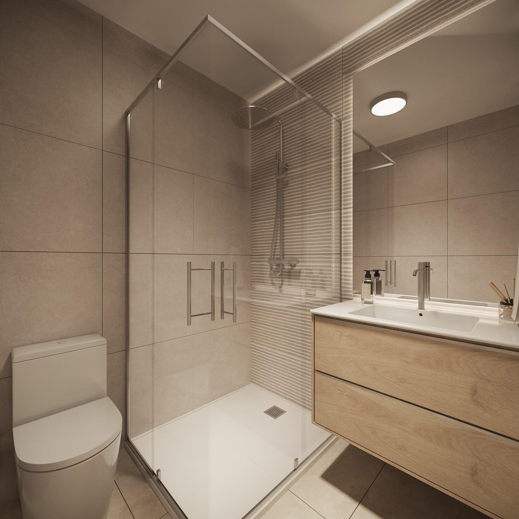 Modern bathroom with walk-in shower in Torrevieja, Alicante