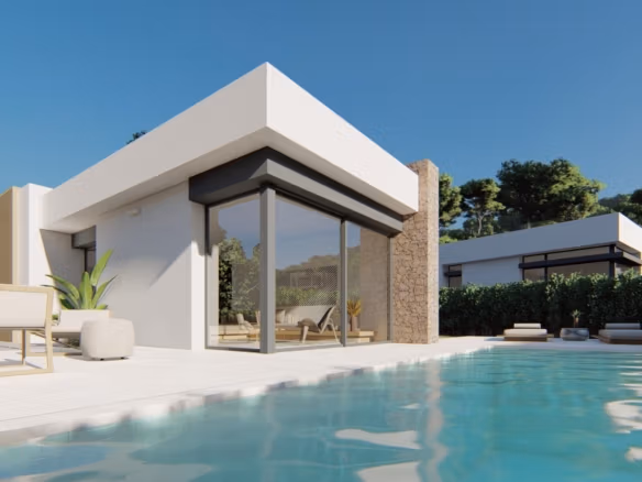 Modern single-level villa with private pool, broad terrace and corner glazing in La Manga Club, Murcia