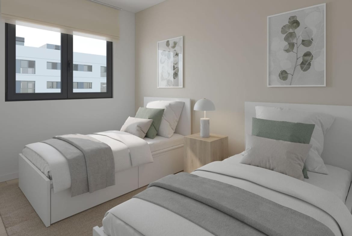 Twin bedroom in a San Agustín penthouse, Alicante