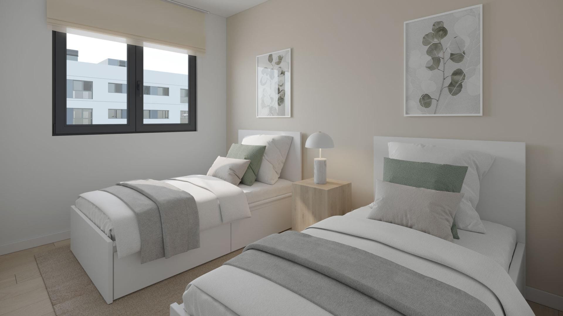 Twin bedroom in a San Agustín penthouse, Alicante