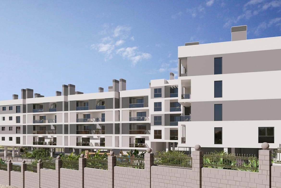Residential exterior and landscaped street in San Agustín, Alicante