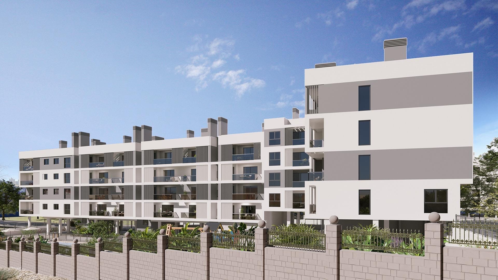 Residential exterior and landscaped street in San Agustín, Alicante
