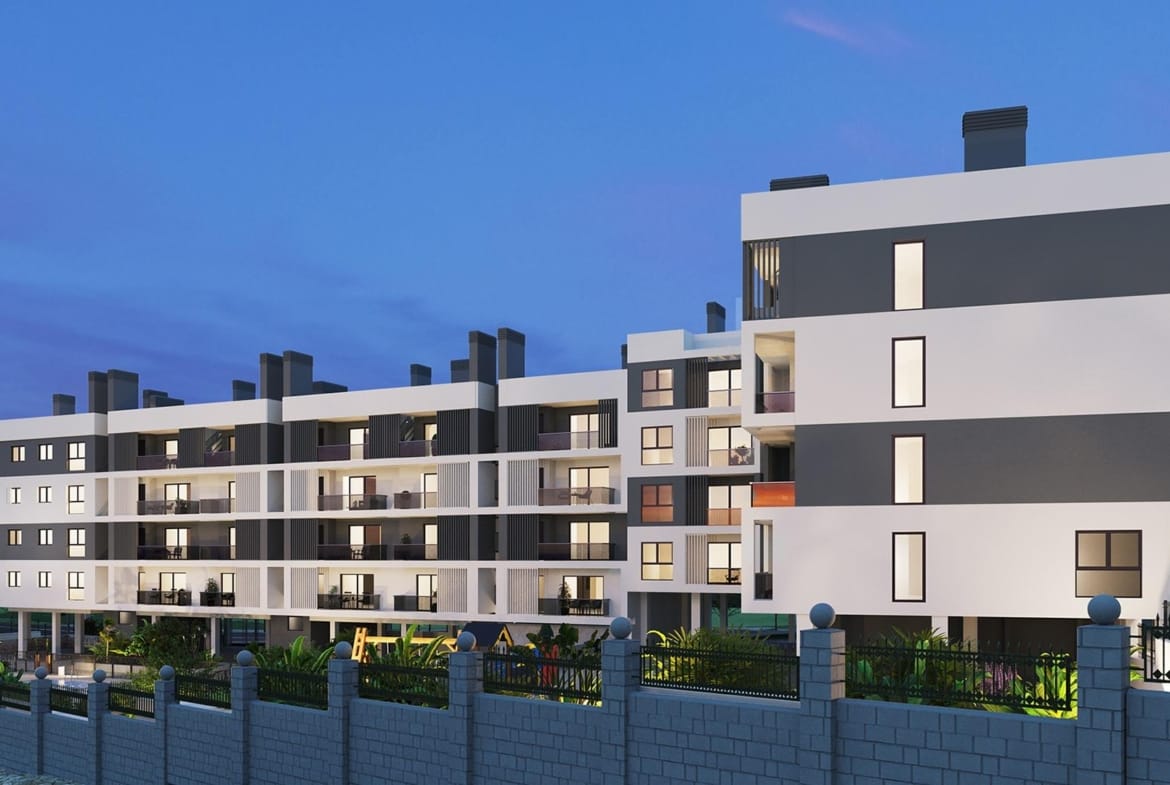Apartment residence at dusk in San Agustín, Alicante