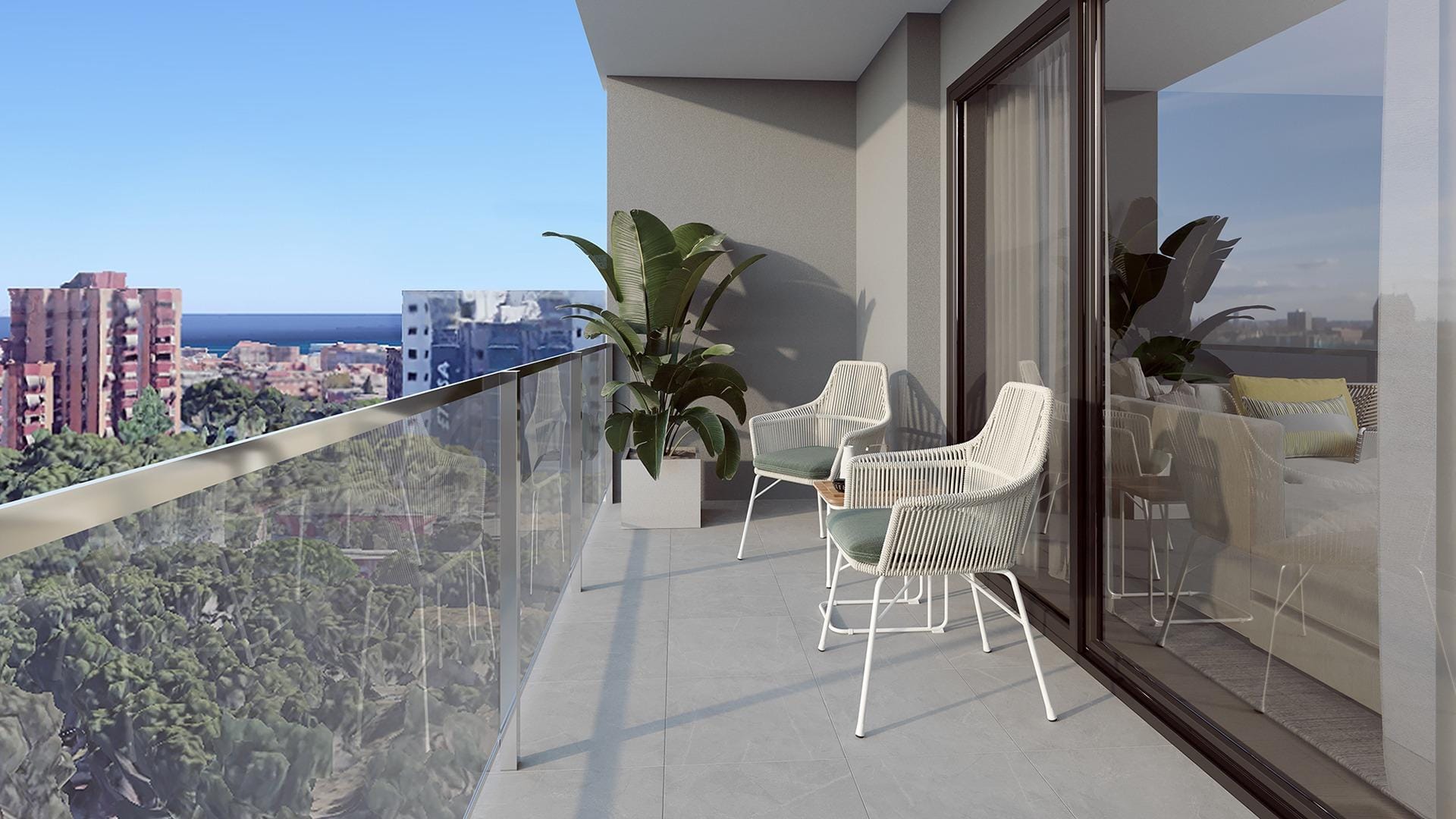 Penthouse balcony with Alicante city views in San Agustín, Alicante