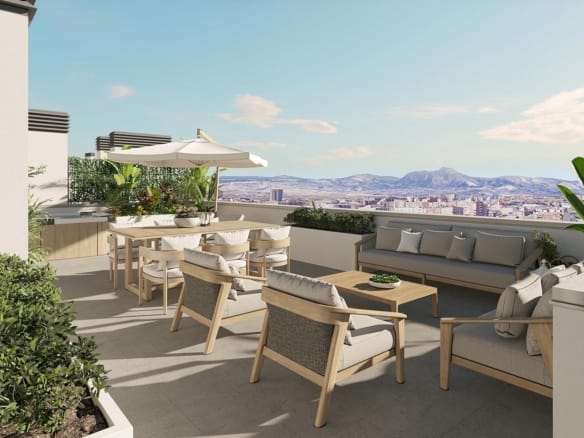 Private penthouse terrace with dining area and Alicante views in San Agustín, Alicante