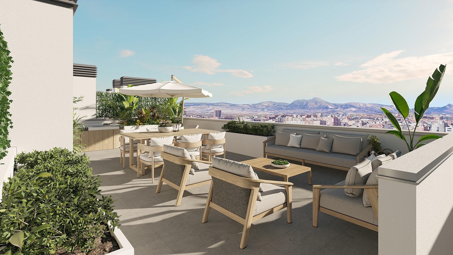 Private penthouse terrace with dining area and Alicante views in San Agustín, Alicante