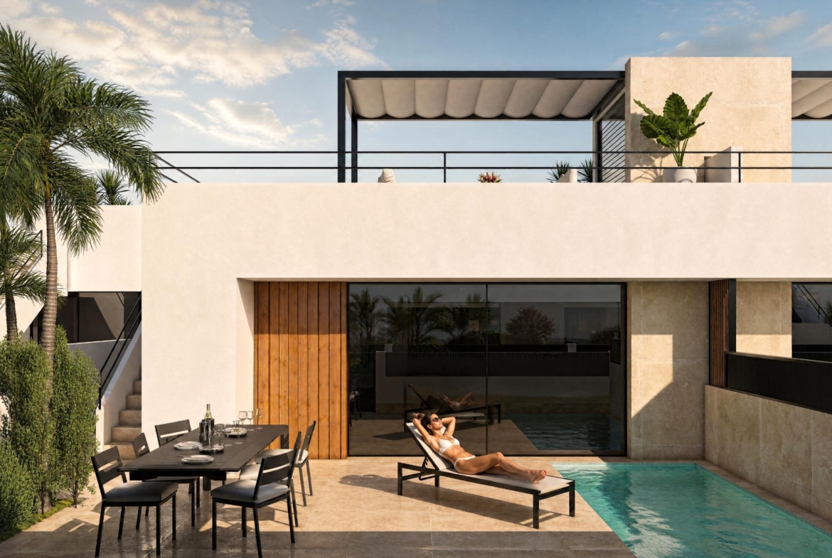 Single-storey townhouse with rooftop solarium and optional pool in Condado de Alhama Golf Resort