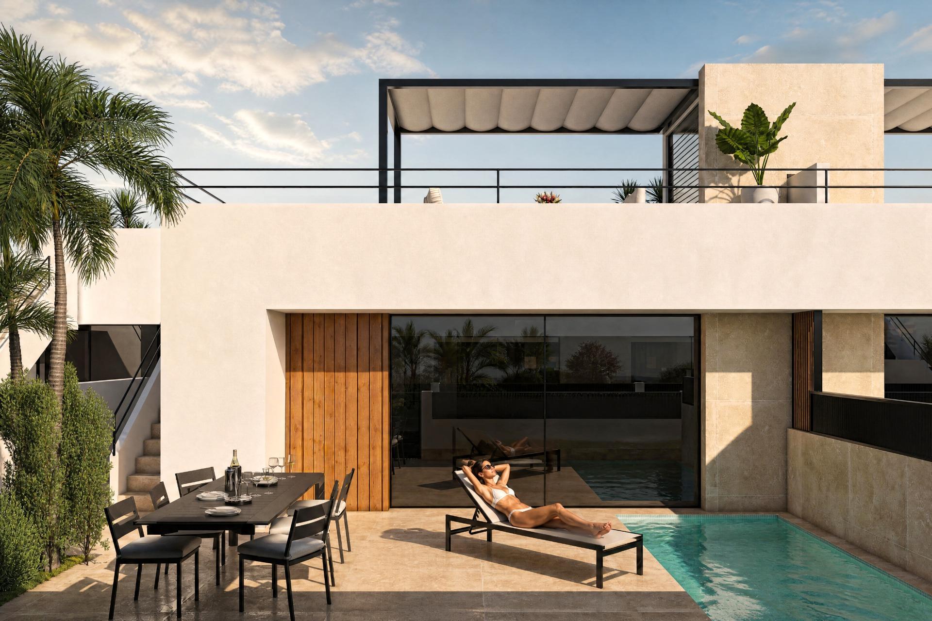 Single-storey townhouse with rooftop solarium and optional pool in Condado de Alhama Golf Resort