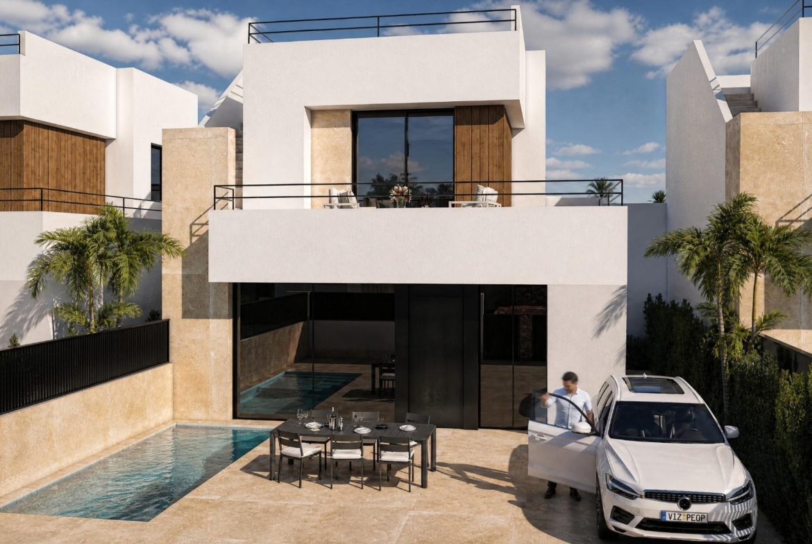 Two-storey villa terrace with parking and optional pool in Condado de Alhama Golf Resort
