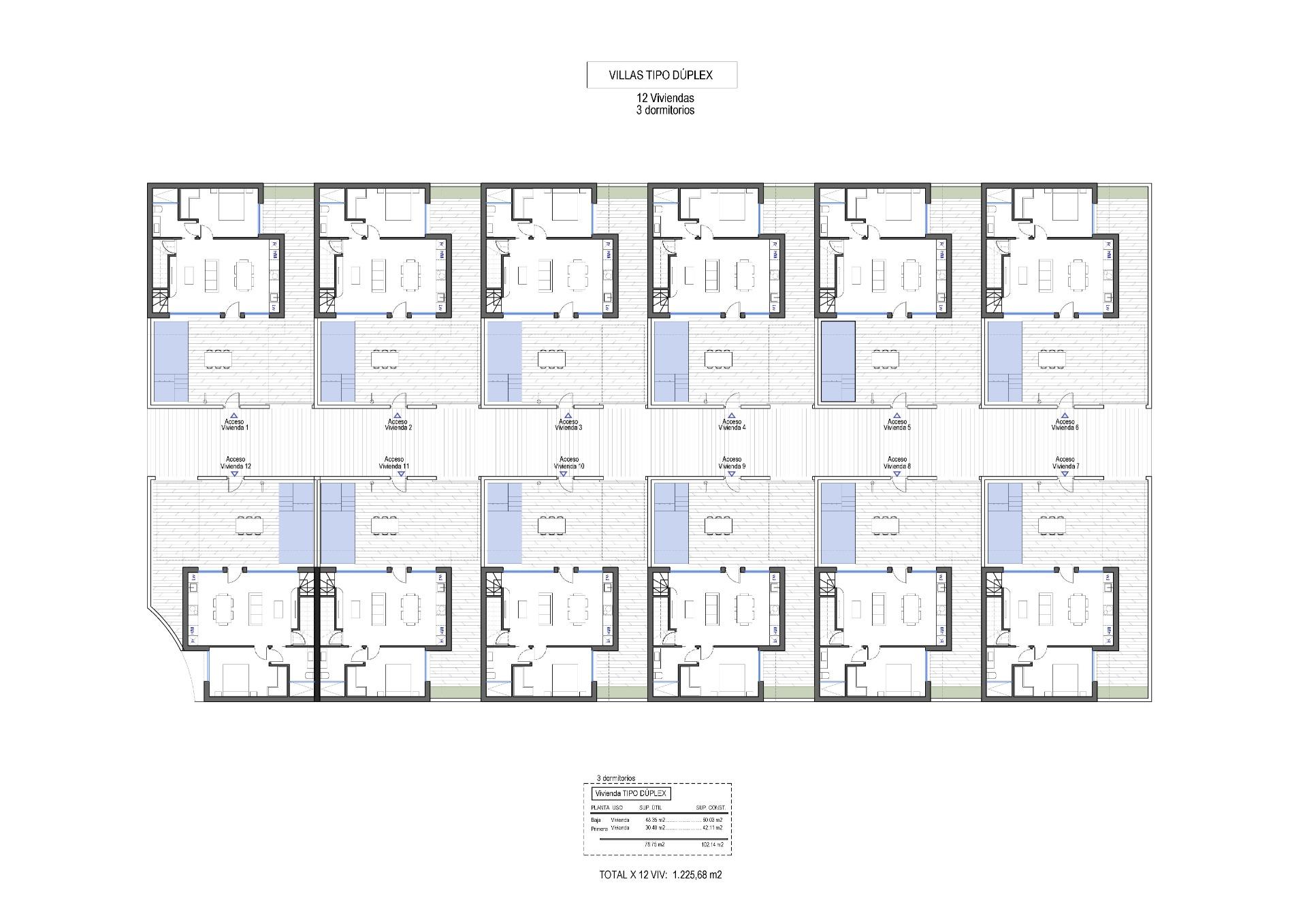 New-build-villas-at-Condado-de-Alhama-Golf-Resort-Murcia-3 Site plan showing 12 two-storey villas in Condado de Alhama Golf Resort