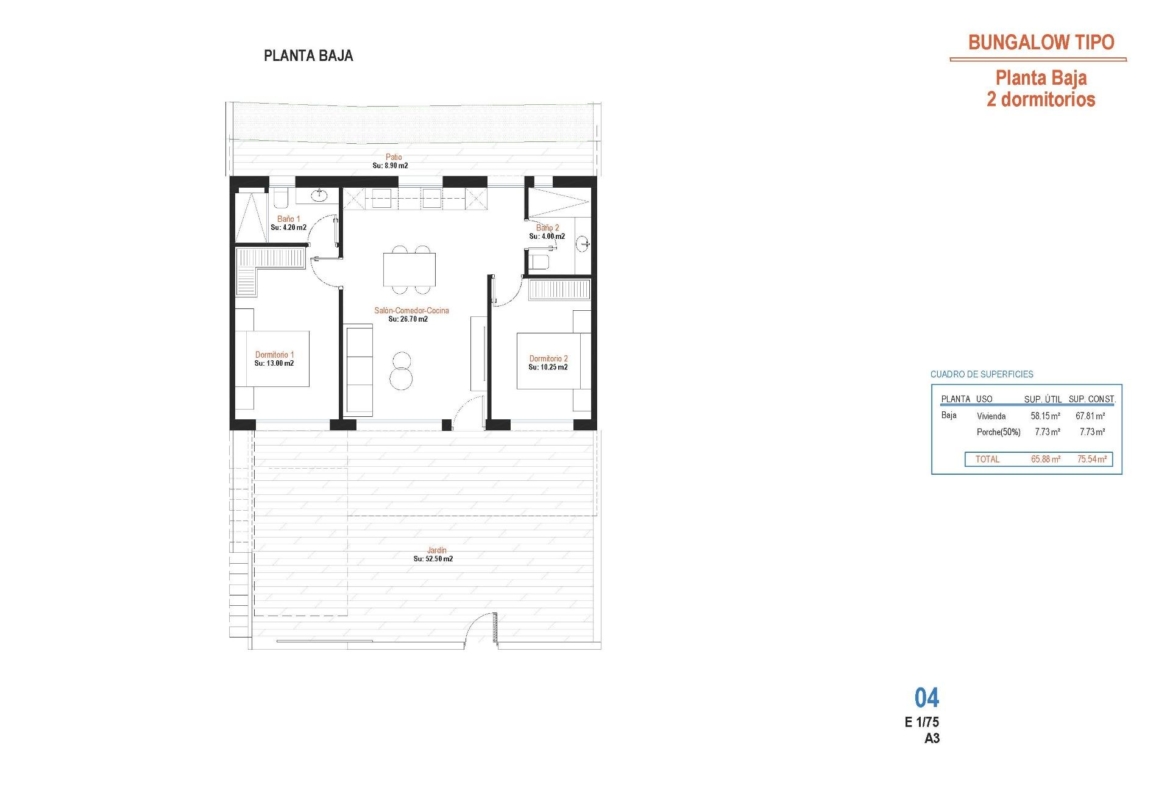 Floor plan of the ground-floor 2 bedroom apartment with private garden in Condado de Alhama Golf Resort