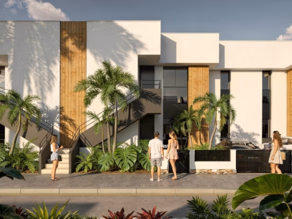 Landscaped exterior of the golf apartments in Condado de Alhama Golf Resort