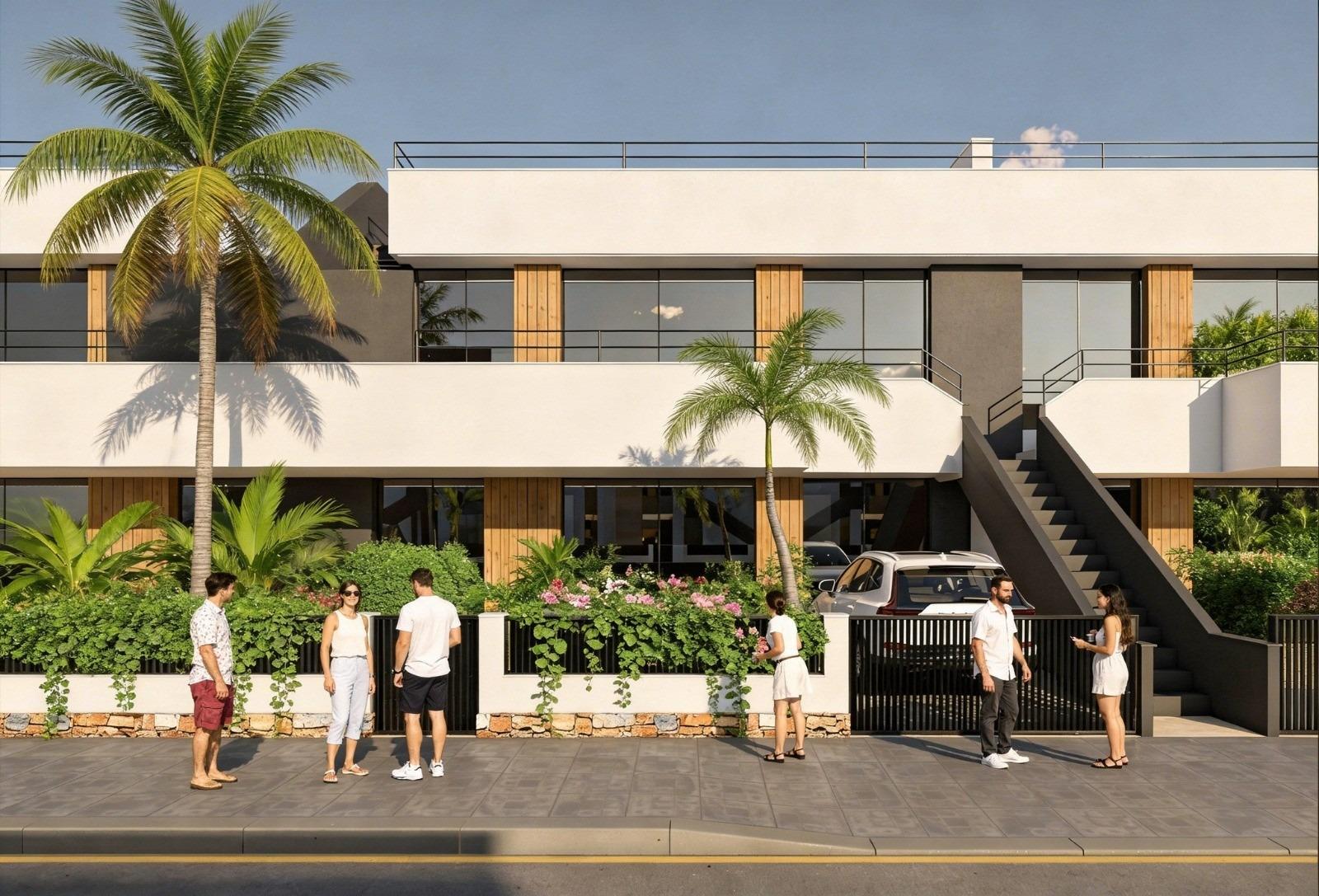 Street view of ground-floor and upper-floor golf apartments in Condado de Alhama Golf Resort
