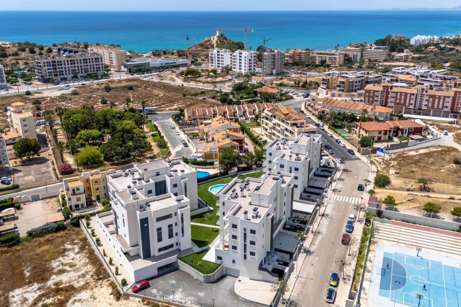 Unique-Investment-Opportunity-in-Villajoyosa-Costa-Blanca-North-2 Aerial view of the new build apartment development near the sea in Villajoyosa