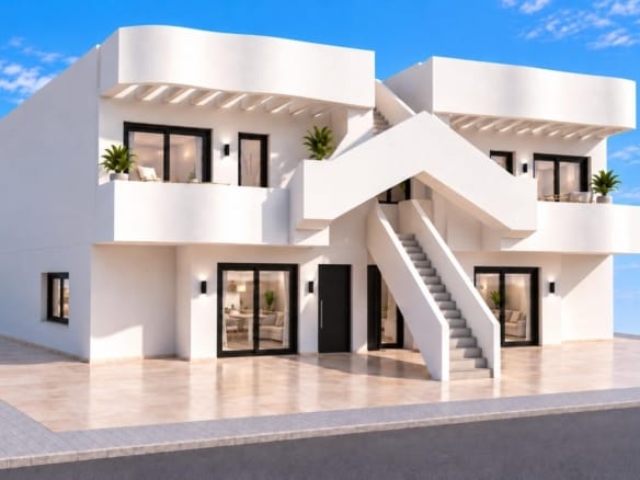 Exterior render of the small apartment development in San Pedro del Pinatar, Murcia