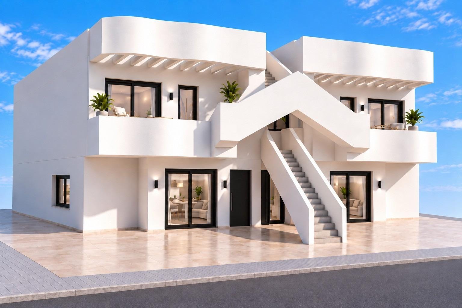 Boutique New Build Homes in San Pedro del Pinatar just 800 m from beach Exterior render of the small apartment development in San Pedro del Pinatar, Murcia