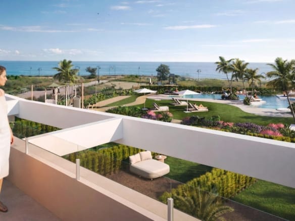 Rendering of a terrace facing the communal gardens in Playa del Amerador, El Campello, Alicante