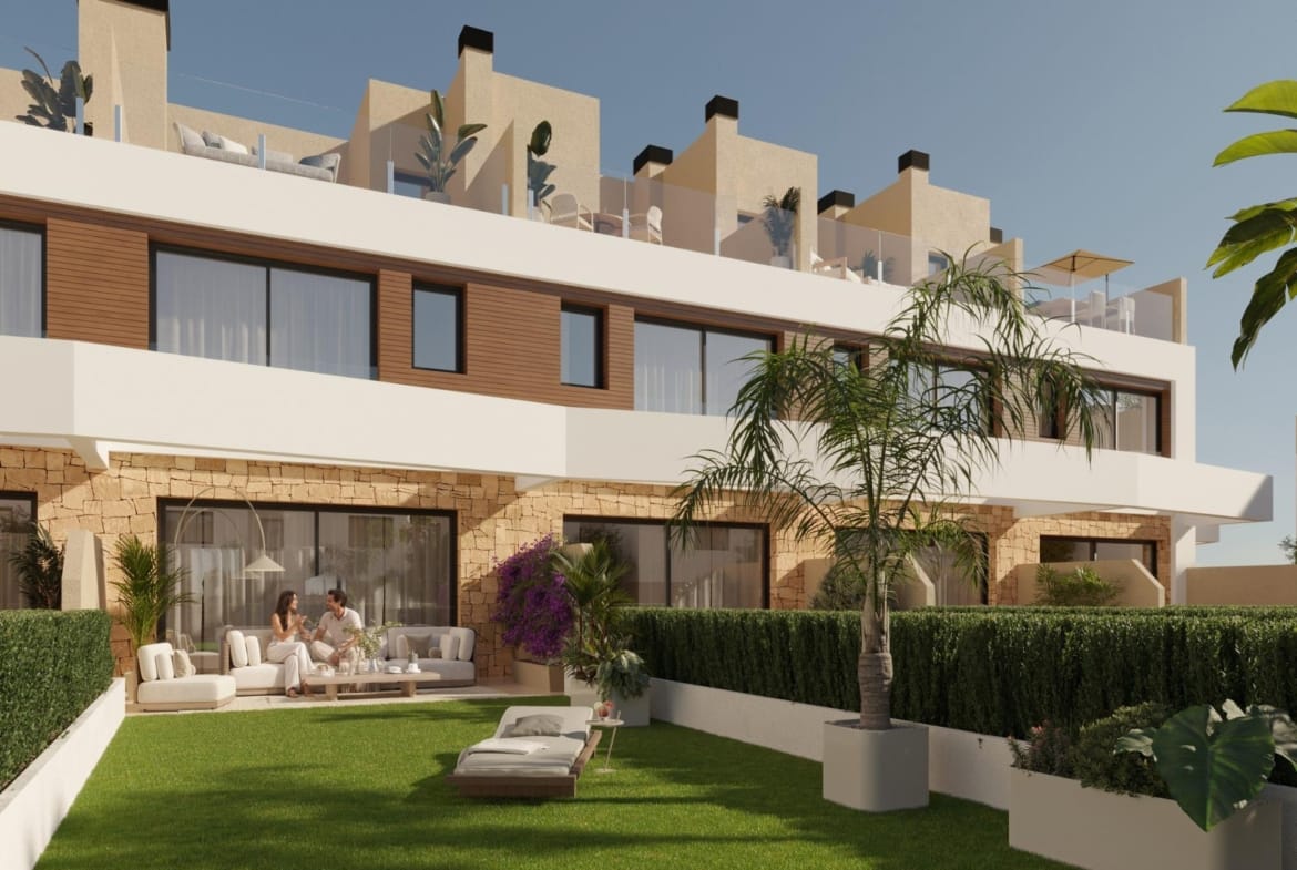 Rendering of townhouse gardens and terraces in Playa del Amerador, El Campello, Alicante