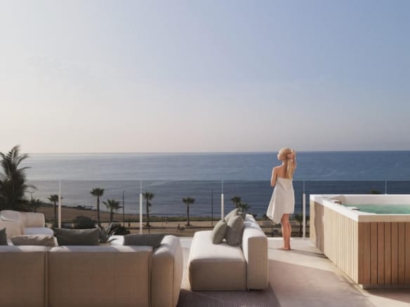 Rendering of a terrace with sea views in Puntes del Moro, Villajoyosa, Alicante