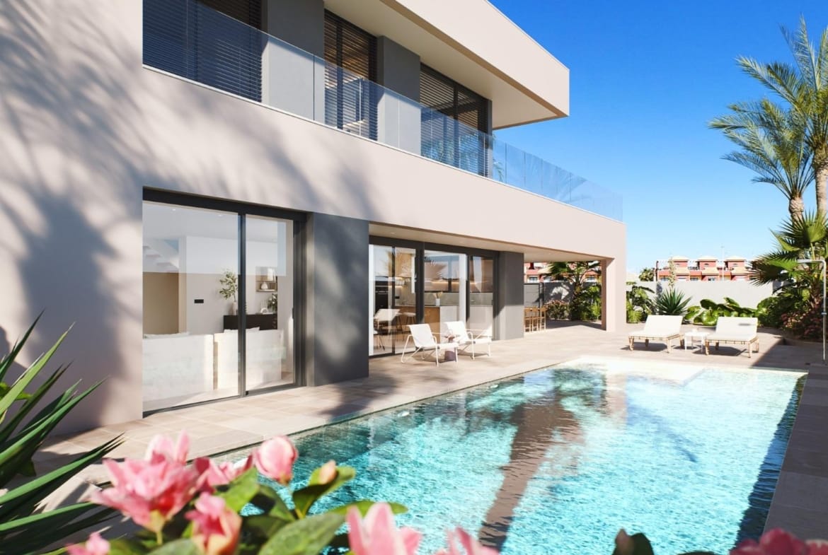 Private villa pool and glazed living area render in Torre de la Horadada, Alicante