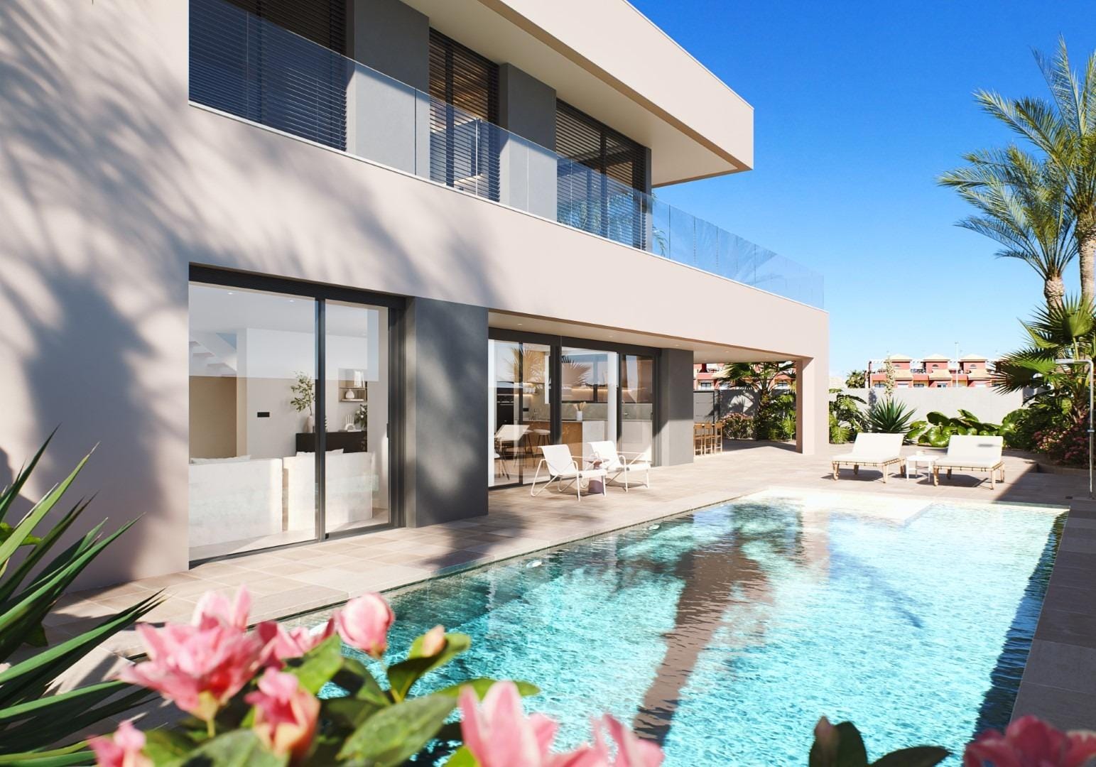 Private villa pool and glazed living area render in Torre de la Horadada, Alicante