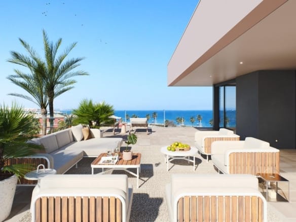 Villa terrace render with Mediterranean sea views in Torre de la Horadada, Alicante