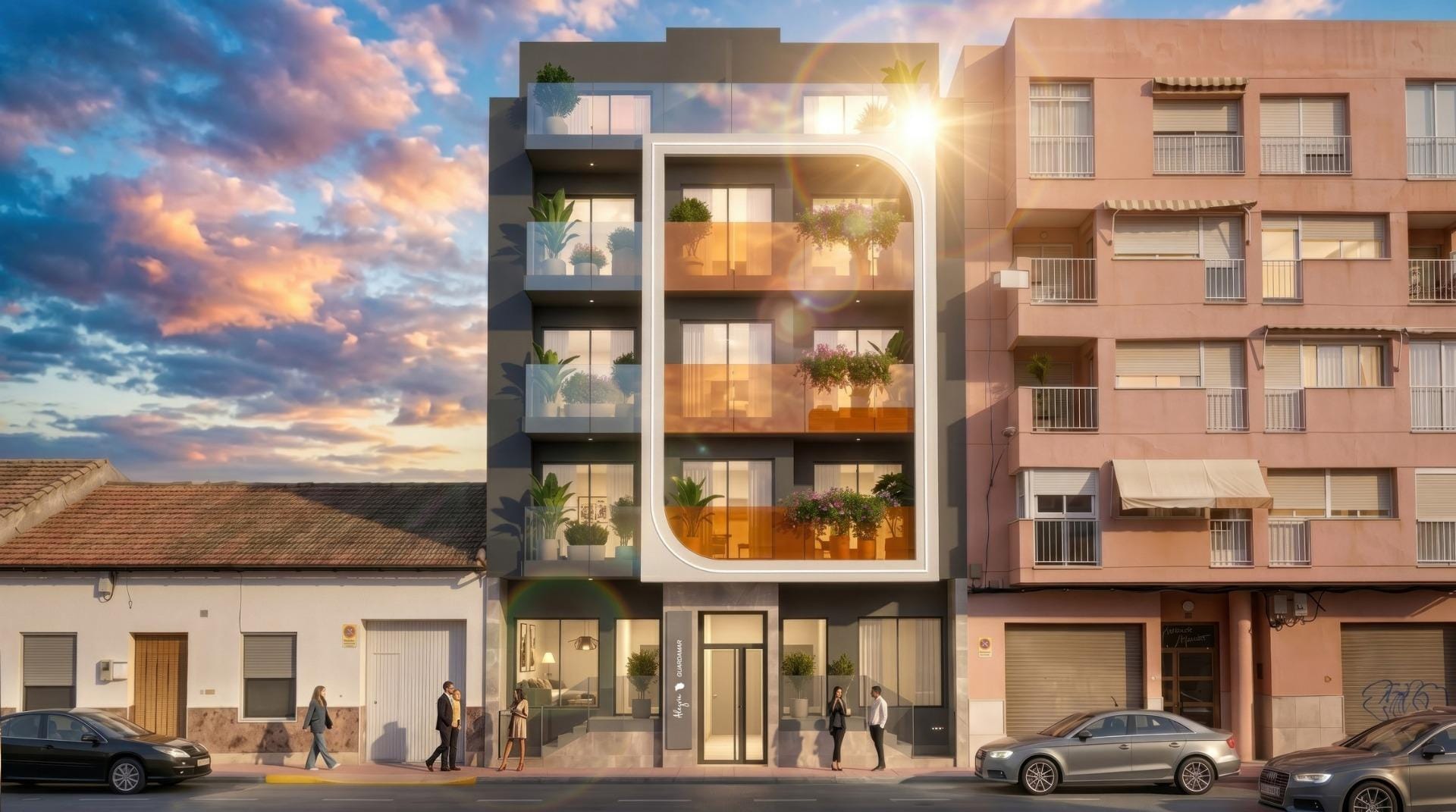 Front façade of the boutique apartment development in Guardamar del Segura, Alicante