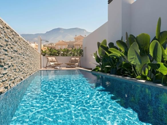 Communal rooftop swimming pool render in Guardamar del Segura, Alicante