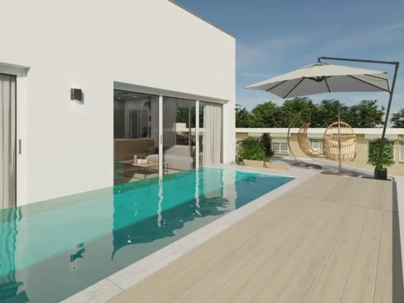 Private pool and terrace render at the penthouse in Guardamar del Segura, Alicante