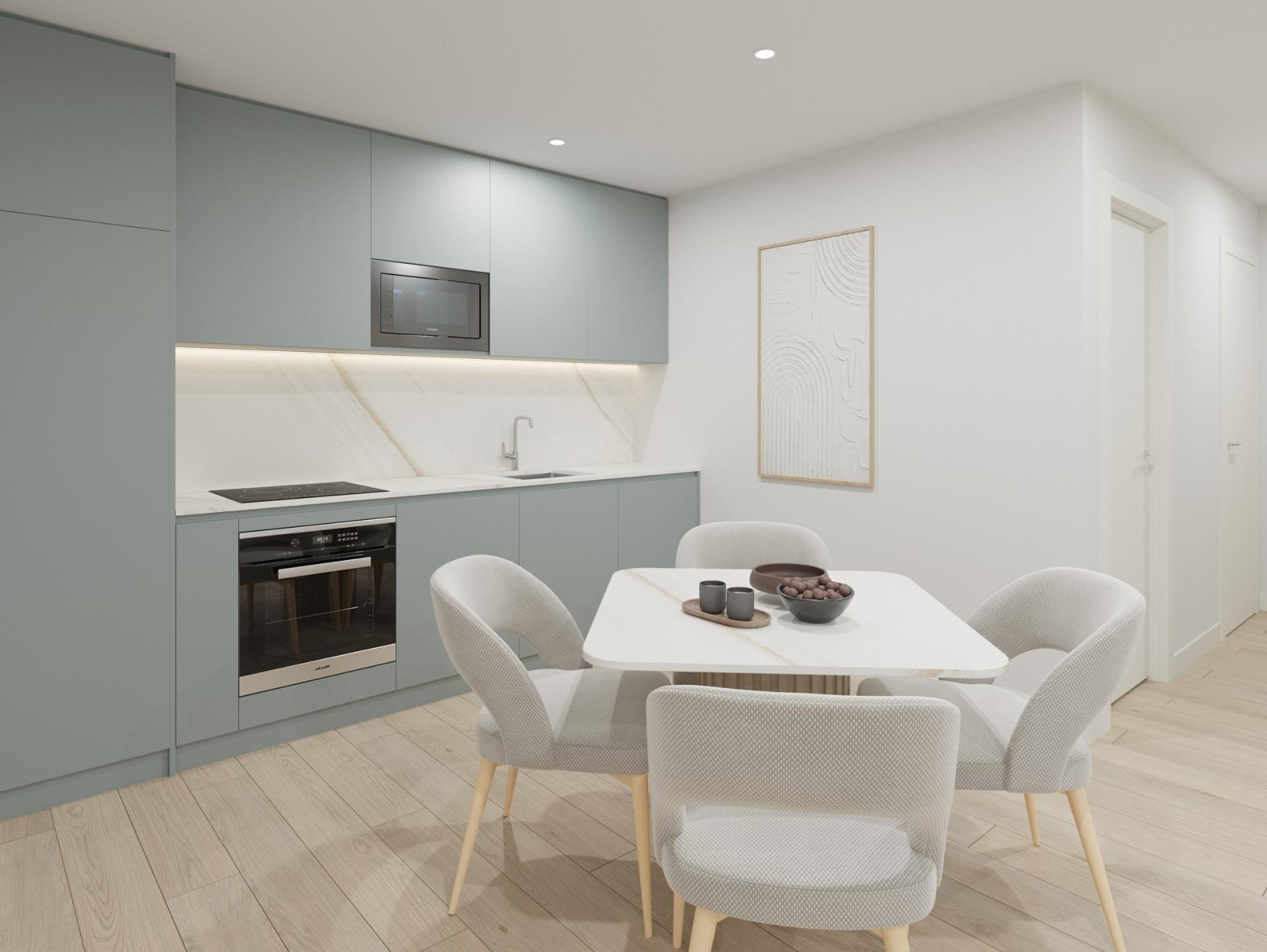 Fitted kitchen and dining area render in Guardamar del Segura, Alicante