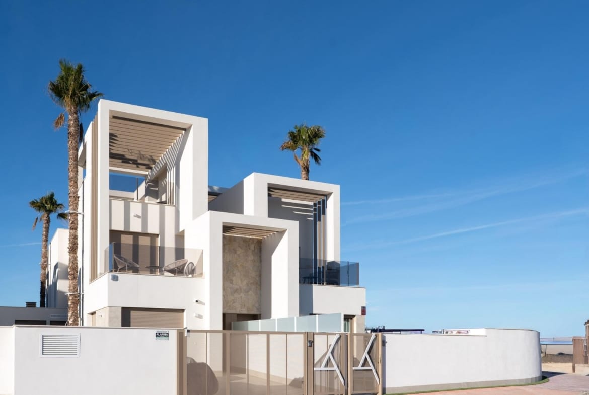 Rendering of a quad home facade with a private entrance in Serena Golf, Los Alcazares, Murcia