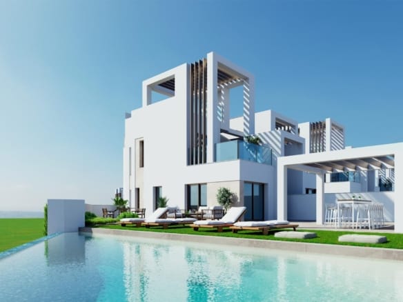 Rendering of a villa beside its private swimming pool in Serena Golf, Los Alcazares, Murcia
