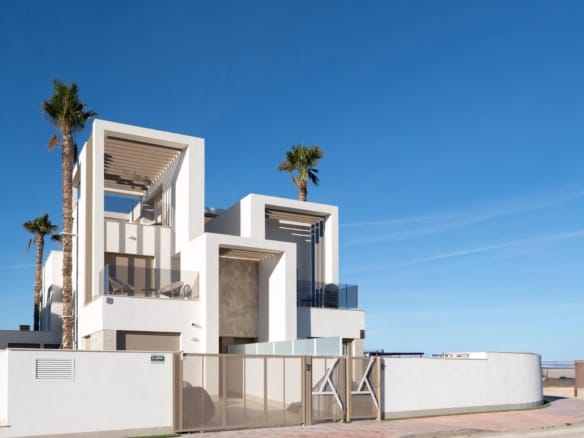 Rendering of a quad home facade with a private entrance in Serena Golf, Los Alcazares, Murcia
