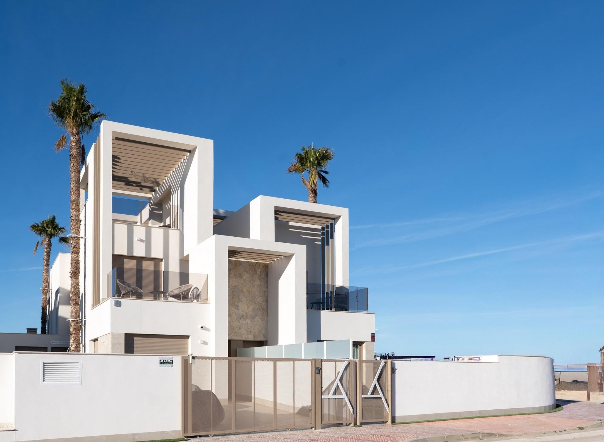 Rendering of a quad home facade with a private entrance in Serena Golf, Los Alcazares, Murcia