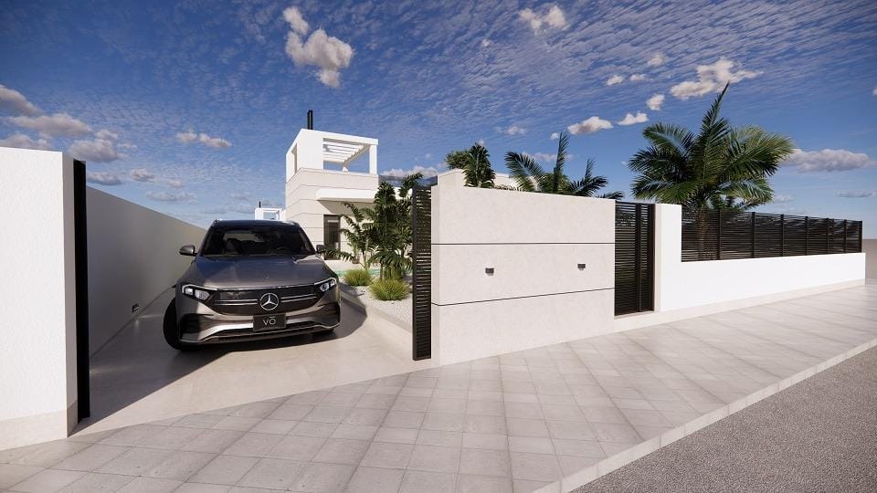 Rendering of the private parking entrance beside the villa in San Luis, Torrevieja, Alicante