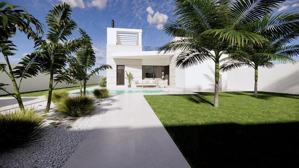 Rendering of a garden path leading to the villa in San Luis, Torrevieja, Alicante