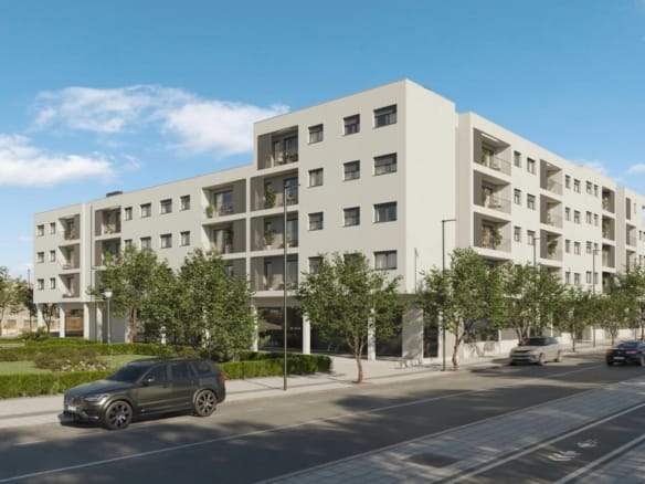 Rendering of the apartment building from the street in San Agustín, Alicante